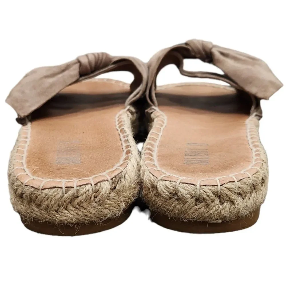 Anthropologie Silent D Espadrille Tan Slipper With Bow in Taupe Suede